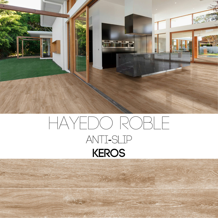 HAYEDO Roble 23x120cm πλακάκι τύπου ξύλου της Keros, αντιολισθητικό, ιδανικό για δάπεδα και τοίχους σε εσωτερικούς και εξωτερικούς χώρους