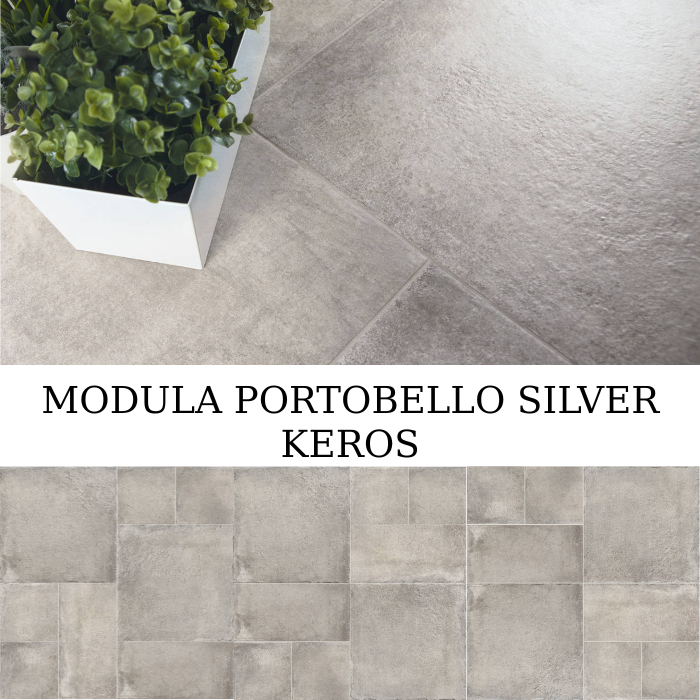 Keros Modula Portobello Silver πλακάκι δαπέδου 100x100 λευκής μάζας με Matt Relieve φινίρισμα