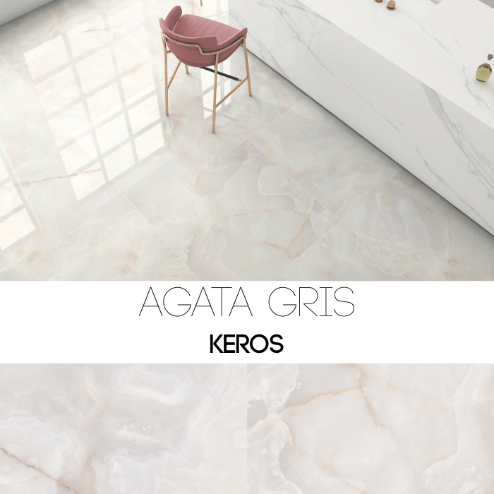 AGATA GRIS 80×80 - Γυαλιστερό πορσελανάτο πλακάκι Keros Ceramica