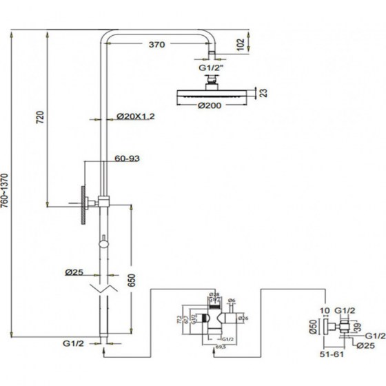 ΒΕΡΓΑ ΝΤΟΥΣ 83-144εκ. EURORAMA Round 51400R chrome