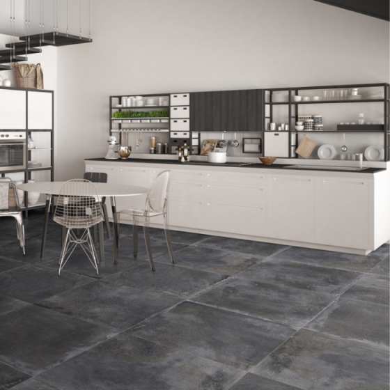 Πλακάκι Keros Dafne Negro 59,6×59,6 - ματ μαύρος πορσελανάτος γρανίτης rectificado