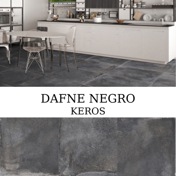 Πλακάκι Keros Dafne Negro 59,6×59,6 - ματ μαύρος πορσελανάτος γρανίτης rectificado