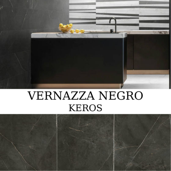 Πλακάκι Keros Vernazza Negro τύπου μαρμάρου 59,6×59,6 ματ