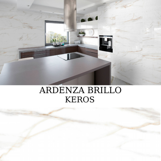 Λευκό πλακάκι τοίχου Ardenza Brillo 30x90 με glossy μαρμάρινη επιφάνεια