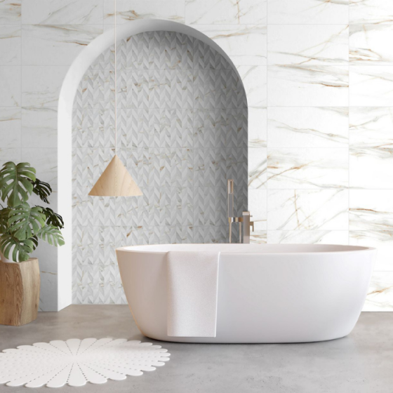 Πλακάκι τοίχου Ardenza Espiga Mate 30x60 λευκό ματ με μαρμάρινη υφή