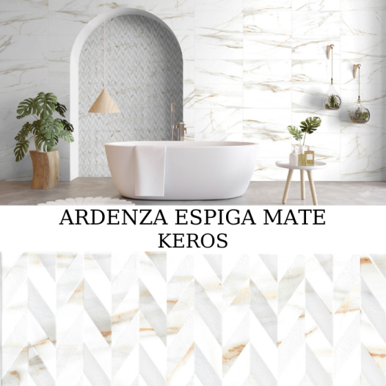 Πλακάκι τοίχου Ardenza Espiga Mate 30x60 λευκό ματ με μαρμάρινη υφή