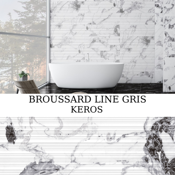 Keros Broussard Lines Gris 30×90 γκρι gloss ανάγλυφο πλακάκι τοίχου