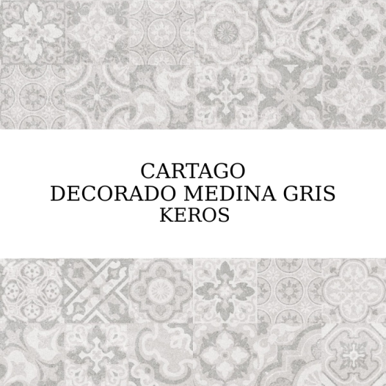 Cartago Decorado Medina Gris 25×75   Ματ διακοσμητικό πλακάκι λευκής μάζας σε γκρι απόχρωση