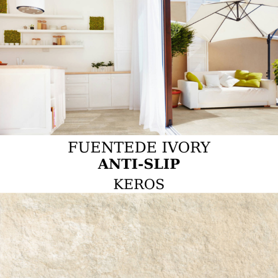Πλακάκι Keros Fuentede Ivory Anti-Slip 30×60 με ματ αντιολισθητική σαγρέ επιφάνεια