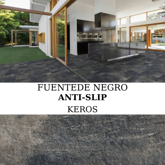 Πλακάκι Keros Fuentede Negro με υφή πέτρας και ματ σαγρέ επιφάνεια