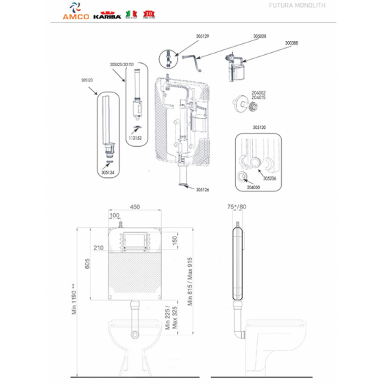 ΚΑΖΑΝΑΚΙ ΕΝΤΟΙΧΙΣΜΟΥ AMCO KARIBA FUTURA MONOLITH 6/9L