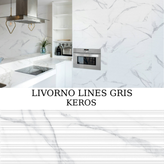 Keros Livorno Lines Gris 30×90 γυαλιστερό ανάγλυφο πλακάκι τοίχου