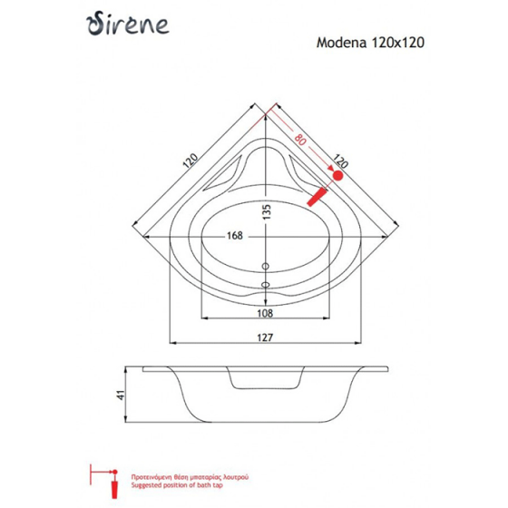 ΜΠΑΝΙΕΡΑ ΓΩΝΙΑΚΗ ΑΚΡΥΛΙΚΗ Sirene Modena