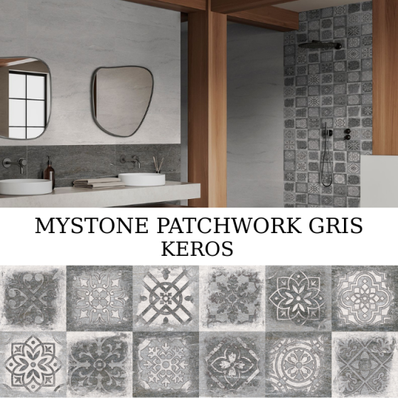 Keros MyStone Patchwork Gris 30×90 ματ διακοσμητικό πλακάκι τοίχου stone look patchwork