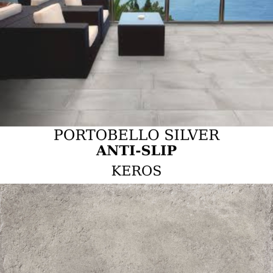 Πλακάκι Keros Portobello Silver 30×60 με ματ ανάγλυφη Anti-Slip υφή