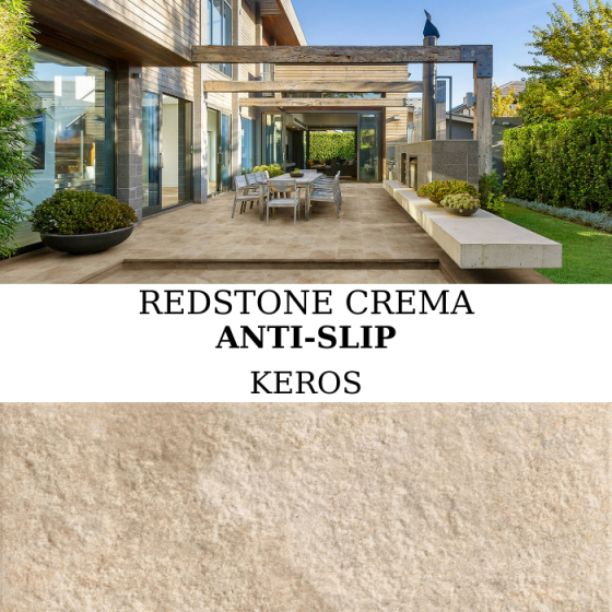 Πλακάκι Keros Redstone Crema Anti-Slip 30×60 με ματ σαγρέ όψη πέτρας