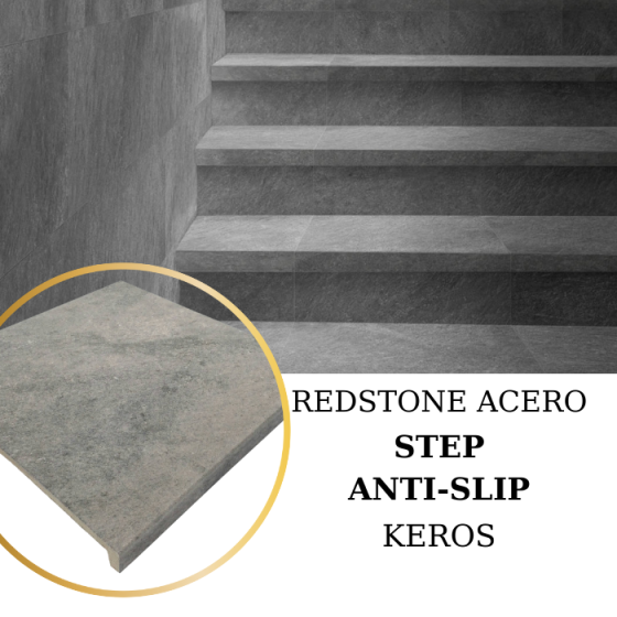 Keros Peldaño Extrusionado Redstone Acero 33×33 Αντιολισθητικό προφίλ σκάλας
