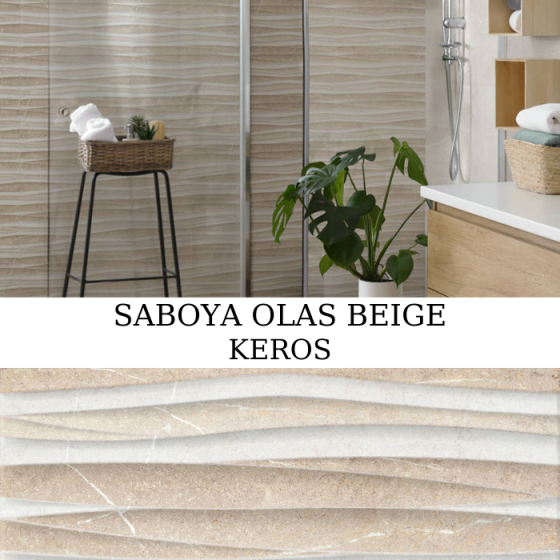 Ανάγλυφο μπεζ πλακάκι τοίχου SABOYA OLAS BEIGE 25x50 με όψη πέτρας
