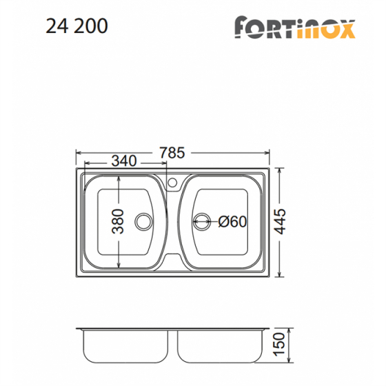 ΝΕΡΟΧΥΤΗΣ ΕΝΘΕΤΟΣ INOX (78,5X44,5) Slender 24200 BY FORTINOX