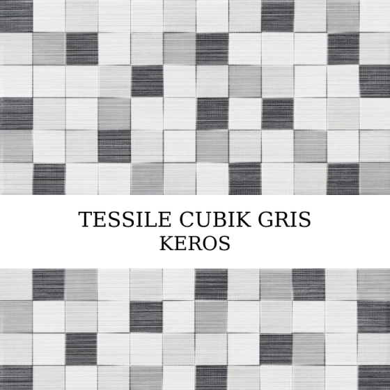 Κεραμικό πλακάκι τοίχου με ανάγλυφη γεωμετρική υφή cubik και γκρι ματ φινίρισμα από τη σειρά Tessile της KEROS.