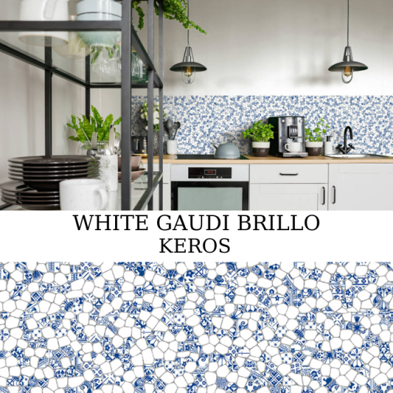 White Gaudi Brillo 30×90 γυαλιστερό ανάγλυφο διακοσμητικό πλακίδιο