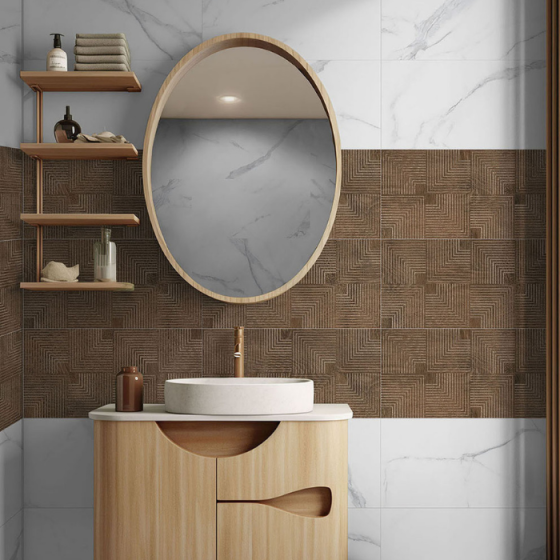 WOOD URA CUERO 30x60 πλακάκι τοίχου ματ καφέ όψη ξύλου