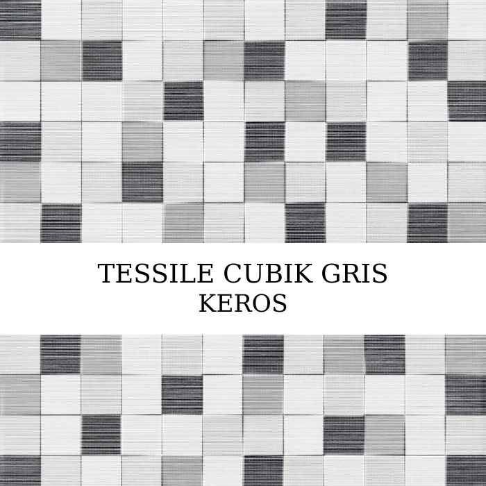 Κεραμικό πλακάκι τοίχου με ανάγλυφη γεωμετρική υφή cubik και γκρι ματ φινίρισμα από τη σειρά Tessile της KEROS.
