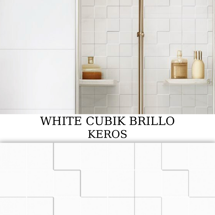 WHITE CUBIK BRILLO 30x60 γυαλιστερό πλακάκι τοίχου με ανάγλυφα γεωμετρικά σχέδια