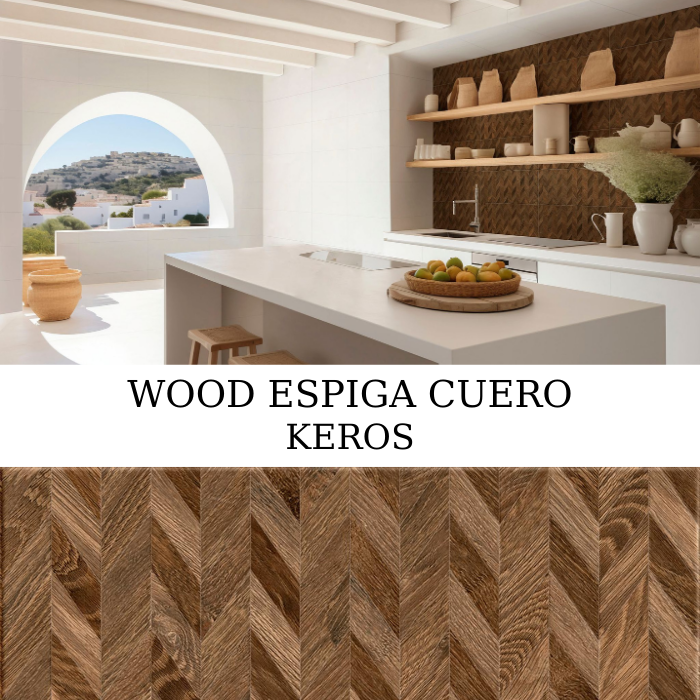 WOOD ESPIGA CUERO 30x60 πλακάκι τοίχου ματ όψη ξύλου καφέ