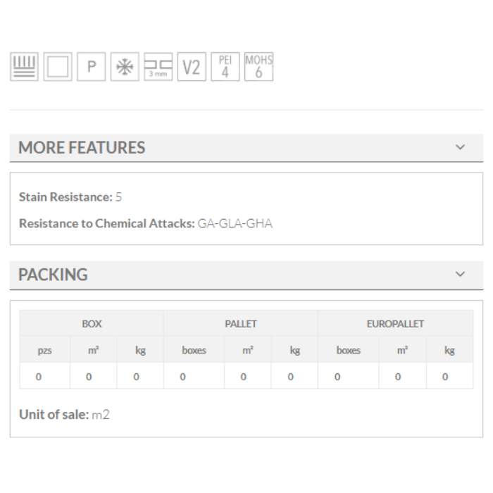 toronto gris keros 33x33 technical details